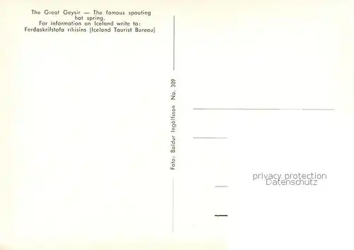 AK / Ansichtskarte Geysire Vulcans Geysers Vulkane Ferdaskrifstofa Rikisins Iceland  Kat. Natur