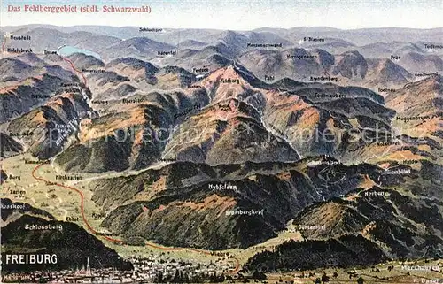 AK / Ansichtskarte Freiburg Breisgau Das Feldberggebiet Panoramakarte Kat. Freiburg im Breisgau