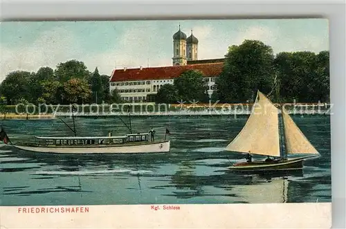 AK / Ansichtskarte Friedrichshafen Bodensee Schloss Segelboot Schiff Kat. Friedrichshafen