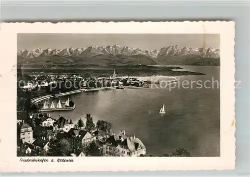 AK / Ansichtskarte Friedrichshafen Bodensee Panorama Hafen Alpen Kirche Kat. Friedrichshafen