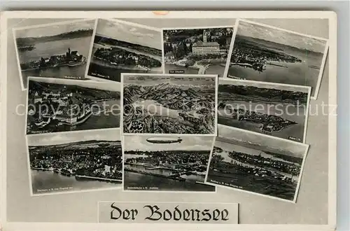 AK / Ansichtskarte Bodensee Panoramakarte Zeppelin Fliegeraufnahme Kat. Bodensee