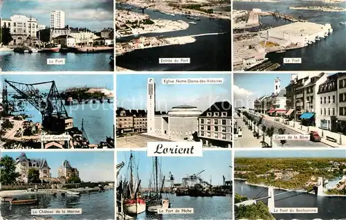 AK / Ansichtskarte Lorient Morbihan Bretagne Port Pont Eglise Cours de la Bove Chateau vue aerienne Kat. Lorient