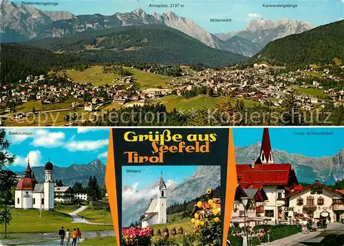 AK / Ansichtskarte Seefeld Tirol Gesamtansicht mit Alpenpanorama Seekirchlein Moesern Tiroler Schmuckkastl Kat. Seefeld in Tirol