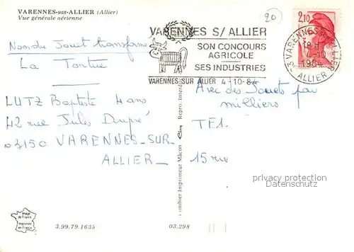 AK / Ansichtskarte Varennes sur Allier Fliegeraufnahme Kat. Varennes sur Allier