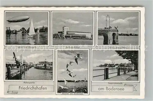 AK / Ansichtskarte Friedrichshafen Bodensee Schlossterrasse Hafenbahnhof Seepromenade Zeppelin Kat. Friedrichshafen