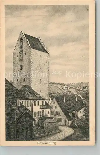AK / Ansichtskarte Ravensburg Wuerttemberg Kuenstlerkarte Turm Kat. Ravensburg