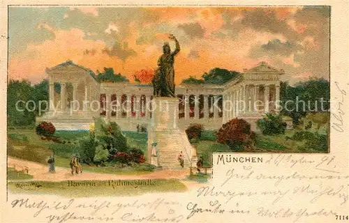 Muenchen Bavaria mit Ruhmeshalle Kuenstlerkarte Heinisch Kat. Muenchen