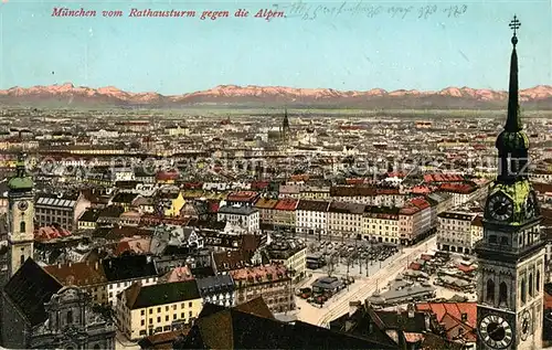 AK / Ansichtskarte Muenchen Panorama vom Rathausturm mit Alpen Kat. Muenchen