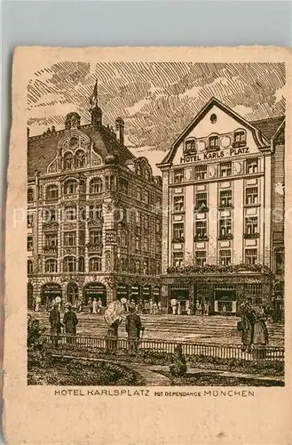 AK / Ansichtskarte Muenchen Hotel Karlsplatz Kuenstlerkarte Kat. Muenchen