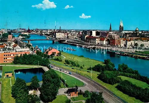 AK / Ansichtskarte Bremen Stadtpanorama mit Weser Fliegeraufnahme Kat. Bremen