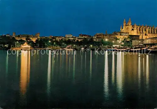 AK / Ansichtskarte Palma de Mallorca Puerto Catedral y Lonja de noche Kat. Palma de Mallorca