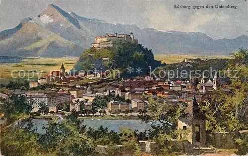 AK / Ansichtskarte Salzburg Oesterreich mit Festung und Untersberg Gemaelde Kat. Salzburg