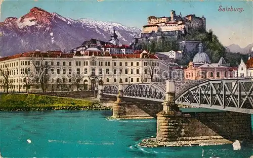 AK / Ansichtskarte Salzburg Oesterreich Bruecke und Festung Hohensalzburg Kat. Salzburg