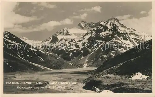 AK / Ansichtskarte Piz Buin Silvrettahorn Schattenspitze Eckhorn von der Bielerhoehe Kat. Oesterreich