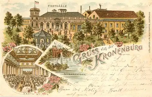 AK / Ansichtskarte Kronenburg Dortmund Festsaal Schwanenteich Litho