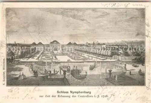 AK / Ansichtskarte Nymphenburg Schloss 1728 Kat. Muenchen