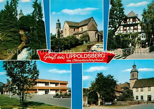 AK / Ansichtskarte Lippoldsberg Klosterkirche Fachwerkhaus Schule Kat. Wahlsburg