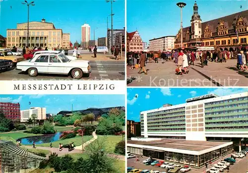 AK / Ansichtskarte Leipzig Opernhaus Karl Marx Platz Rathaus Alte Waage Markt Schwanenteich Interhotel Stadt Leipzig Kat. Leipzig