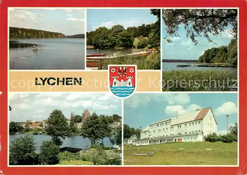 AK / Ansichtskarte Lychen Zenssee Bootshafen Badestelle Campingplatz Grosser Lychensee Stadtsee Ferienzentrum Kat. Lychen