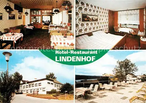 AK / Ansichtskarte Langscheid Sorpesee Hotel Restaurant Lindenhof Gaststube Zimmer Terrasse Kat. Sundern (Sauerland)