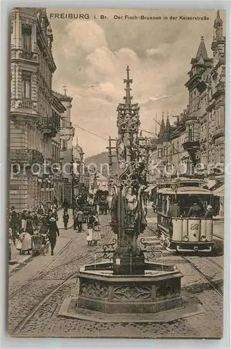 AK / Ansichtskarte Freiburg Breisgau Fisch Brunnen in der Kaiserstrasse Kat. Freiburg im Breisgau