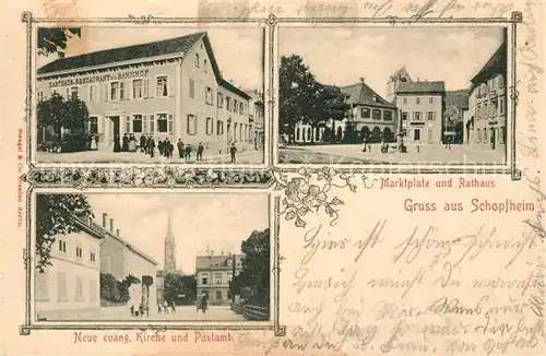 AK / Ansichtskarte Schopfheim Gasthaus zum Bahnhof Marktplatz Rathaus Postamt  Kat. Schopfheim