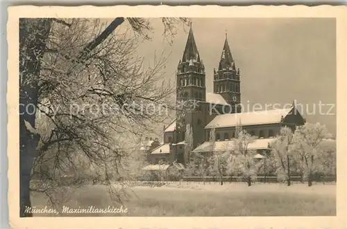 AK / Ansichtskarte Muenchen Maximiliankirche Winterpanorama Kat. Muenchen