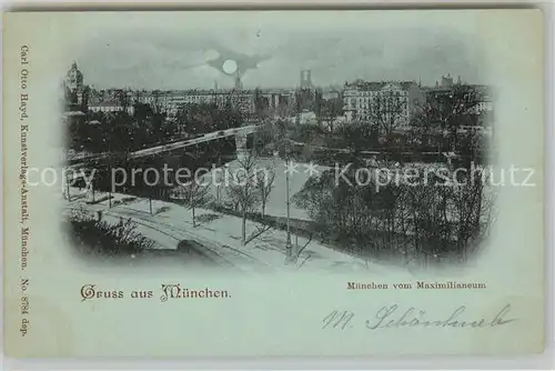 AK / Ansichtskarte Muenchen Panorama vom Maximilianeum Mondschein Kat. Muenchen