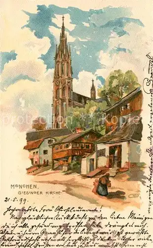 AK / Ansichtskarte Muenchen Giesinger Kirche Kuenstlerkarte Kat. Muenchen