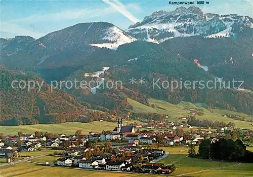 AK / Ansichtskarte Aschau Chiemgau mit Kampenwand Chiemgauer Alpen Fliegeraufnahme Kat. Aschau i.Chiemgau