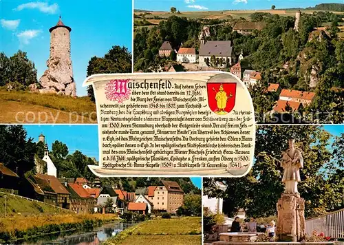 AK / Ansichtskarte Waischenfeld Burg Turm Partie am Fluss Denkmal Geschichte Kat. Waischenfeld
