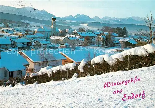 AK / Ansichtskarte Endorf Chiemgau Winterpanorama Blick gegen Bayerische Alpen Kat. Chiemsee