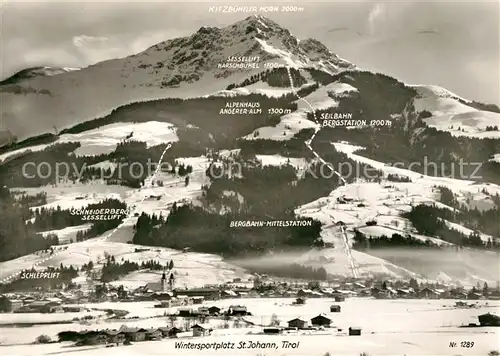 AK / Ansichtskarte St Johann Tirol Panorama Wintersportplatz mit Kitzbueheler Horn Alpen Kat. St. Johann in Tirol