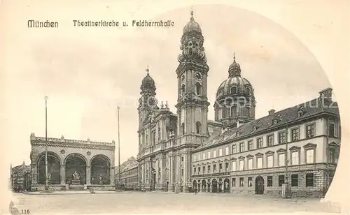 AK / Ansichtskarte Muenchen Theatinerkirche und Feldherrnhalle Kat. Muenchen