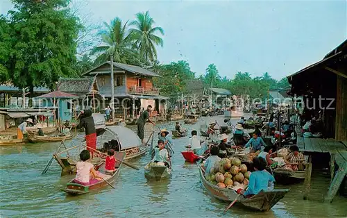 AK / Ansichtskarte Dhonburi Wad Sai Floating Market