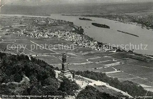 AK / Ansichtskarte Ruedesheim Rhein Blick vom Niederwalddenkmal Kat. Ruedesheim am Rhein