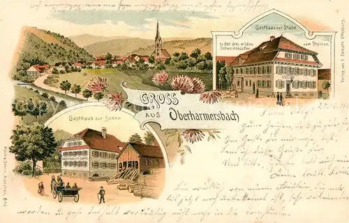 AK / Ansichtskarte Oberharmersbach Gasthaus zur Sonne Gasthaus zur Stube Litho Kat. Oberharmersbach