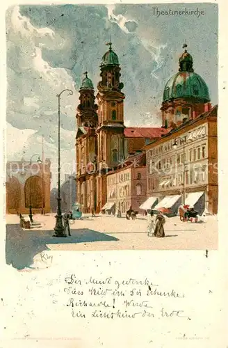 AK / Ansichtskarte Muenchen Theatinerkirche Kuenstlerkarte Kley Kat. Muenchen