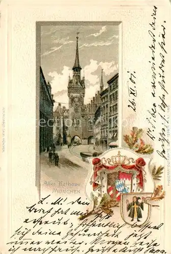 AK / Ansichtskarte Muenchen Altes Rathaus Wappen Kat. Muenchen