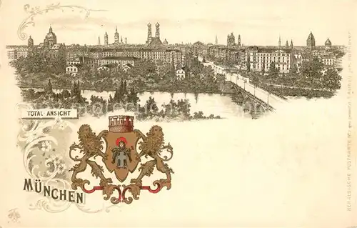 AK / Ansichtskarte Muenchen Panorama Wappen Kat. Muenchen