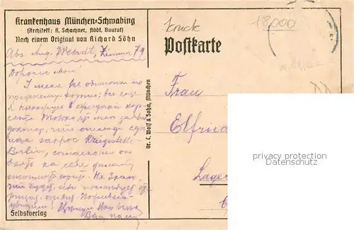 AK / Ansichtskarte Schwabing Muenchen Krankenhaus Kuenstlerkarte Richard Soehn Kat. Muenchen