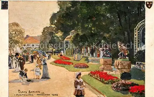 AK / Ansichtskarte Muenchen Ausstellung Park Kuenstlerkarte Clavs Bergen 1908 Kat. Muenchen