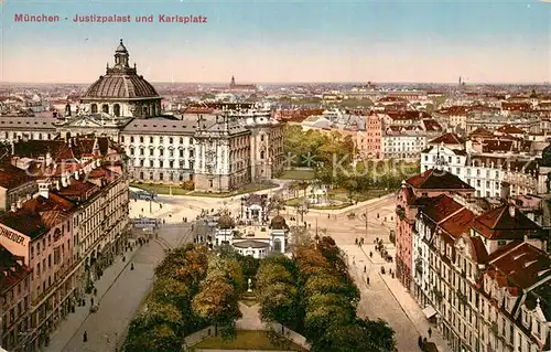 AK / Ansichtskarte Muenchen Justizpalast und Karlsplatz Kat. Muenchen