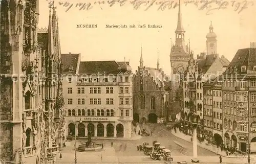 AK / Ansichtskarte Muenchen Marienplatz mit Cafe Rathaus Kat. Muenchen