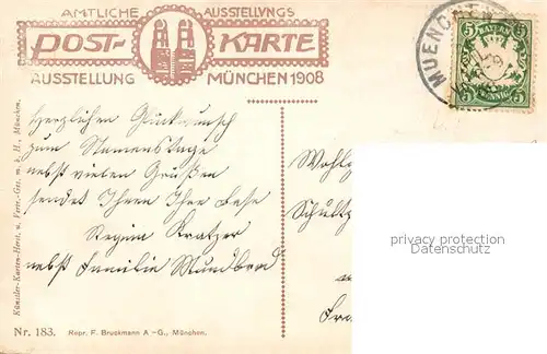 AK / Ansichtskarte Muenchen Claus Bergen Ausstellung Muenchen 1908 Kat. Muenchen