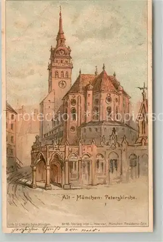 AK / Ansichtskarte Alt Muenchen Peterskirche Kuenstlerkarte Wolf Kat. Muenchen