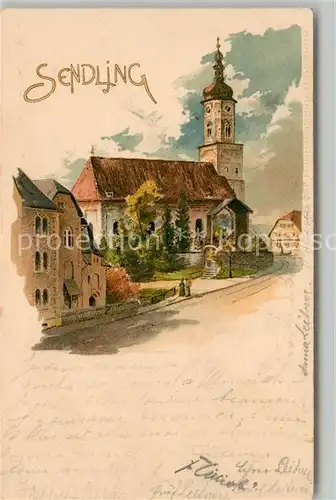 AK / Ansichtskarte Sendling Muenchen Kirche Kuenstlerkarte