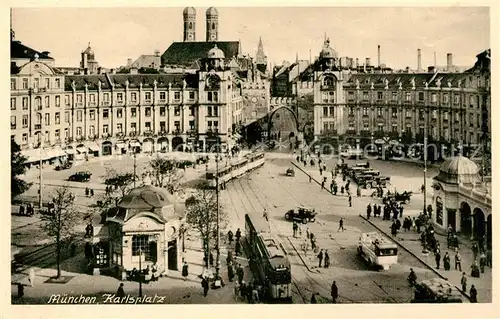 AK / Ansichtskarte Muenchen Karlsplatz Strassenbahn Kat. Muenchen