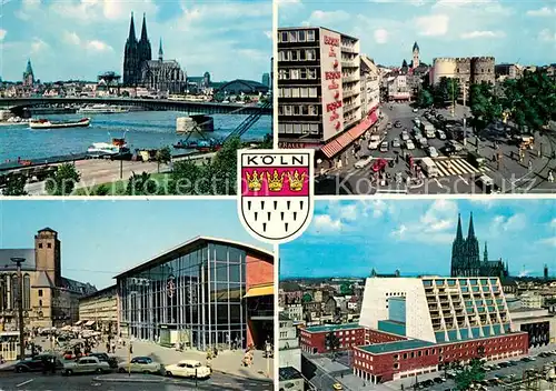 AK / Ansichtskarte Koeln Rhein Rheinbruecke Koelner Dom Platz Tor Opernhaus Bahnhof Wappen Kat. Koeln