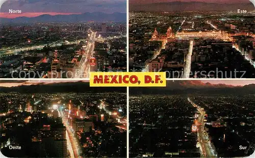 AK / Ansichtskarte Mexico City Vista completa desde la Torre Latinoamericana Norte Este Oeste y Sur de noche Kat. Mexico